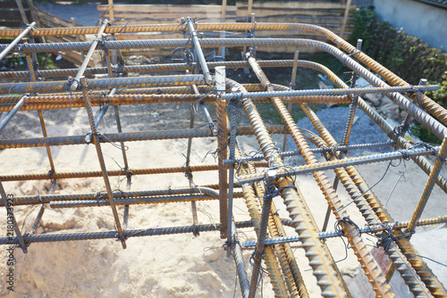 Rebar tying for concrete foundation construction