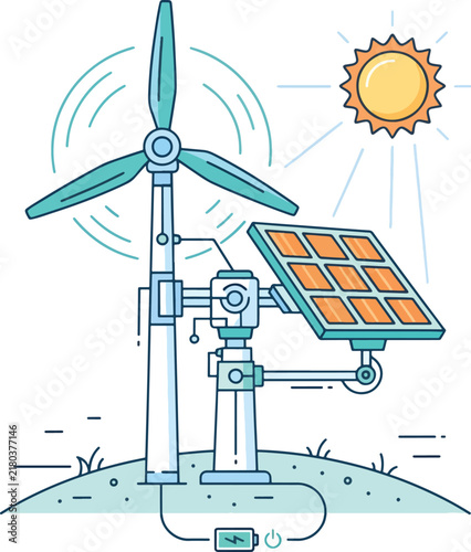 Renewable Energy Wind Turbine Solar Panel System