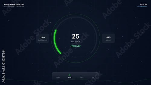 Air Quality Monitor Interface Displaying AQI Index Data