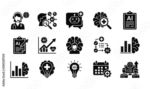 AI Healthcare Medical Vector Set Vol 1 - Artificial Intelligence Doctor Icons, Medical Chatbot, Smart Diagnostics, Patient Report & Health Tech Clipart Bundle