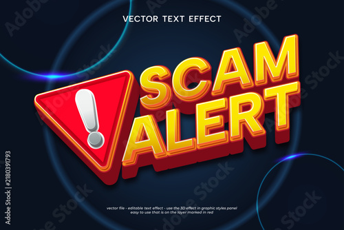 Scam Alert 3D Editable Text Effect Vector Style