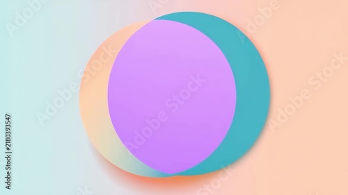 Two translucent pastel circles overlapping, creating an abstract venn diagram on a soft gradient background