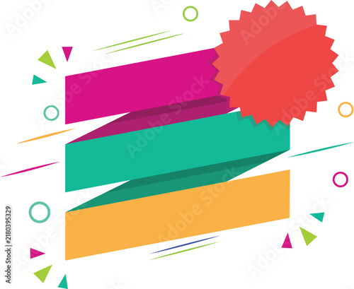 Colorful sale banner EPS with red starburst badge, isolated transparent background for discount offer promotion Art & Illustration