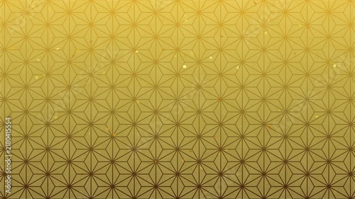 Falling Gold Confetti over Japanese Asanoha Pattern Background, Seamless LoopJapanese Asanoha Pattern Background with Falling Gold Confetti, Seamless Loop/和柄　正月　日本　背景　年賀　麻の葉