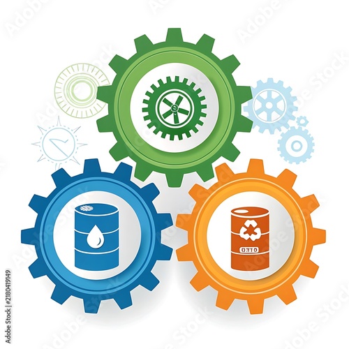Mechanical gear system flowchart depicting industrial machinery and fuel management with flowchart mechanisms engineering