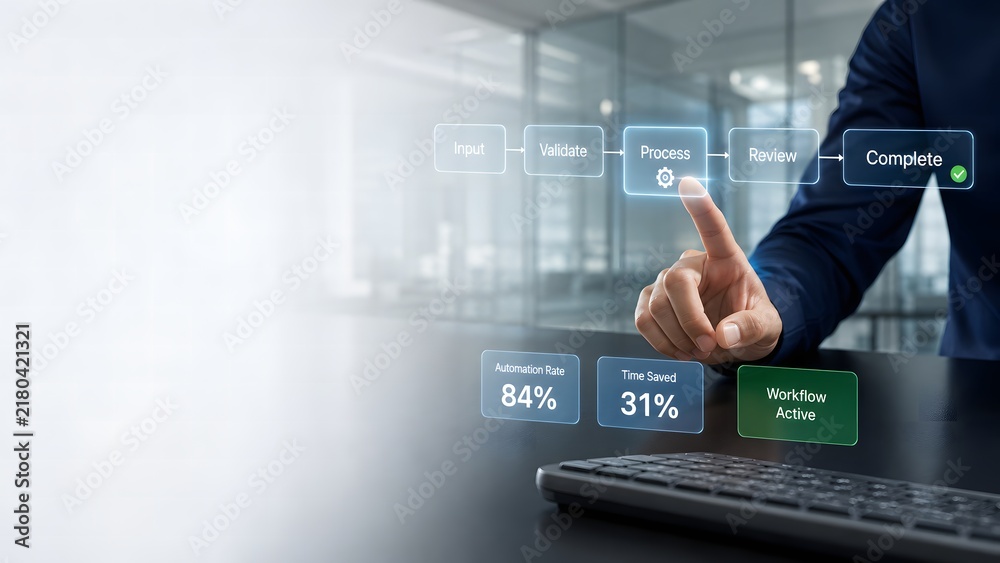 Obraz premium Professional businessman using digital interface to analyze data for business growth and success in modern office
