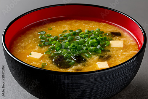 Miso Soup Bowl with Tofu, Wakame, and Green Onions