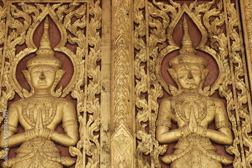 detail of thai temple window 