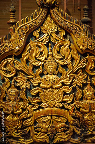 wooden hand carved lanna style art  3 angels panel