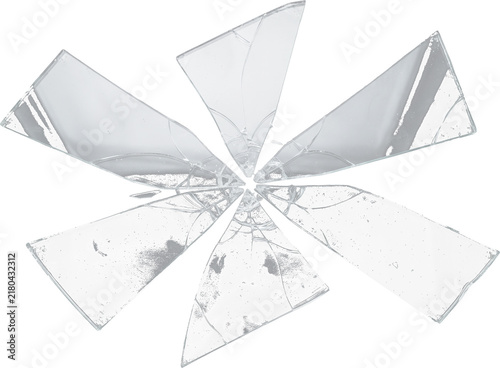 Bild auf Leinwand A close-up view of a shattered white glass sheet with fine cracks