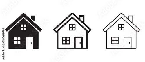 House Icons with Different Fill Styles Isolated on Transparent Background