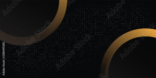 Abstract black and gold grunge stroke halftone background.