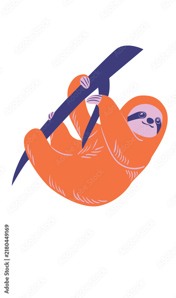 Obraz premium sloth hanging on branch wildlife nature exploration