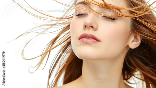 Beautiful Young Woman Red Hair Transparent Background