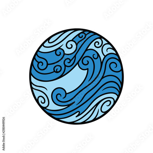 Blue Decorative Ball with Swirling Pattern Vector Illustration