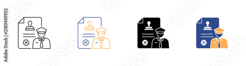 Customs Clearance and Officer Stamp Document Vector Icon Pack Illustration