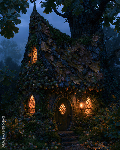 Tiny Woodland House Constructed From Acorns Bark Leaves