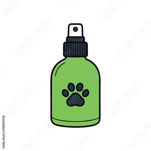 Green Pet Spray Bottle with Paw Print Cute Illustration