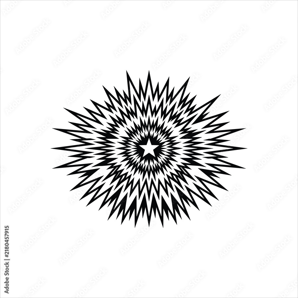 Obraz premium Explosion burst radial starburst pattern with sharp spikes during energetic impact isolated on white background