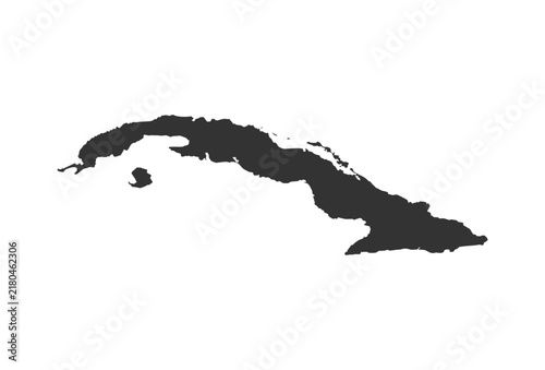 Tapety artystyczne Cuba Map Silhouette, Vector Shape Isolated