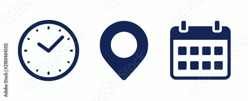 Time Location and Calendar Vector Icons Set