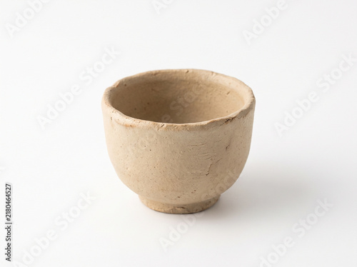 Plain Ceramic Sake Cup Guinomi Isolated on White Background