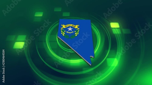 Nevada State (USA) Flag on its State Map, 3D Map Flag Opener , Suitable for Politics, Elections, July 4th, News and Sports Events and Memorial Day