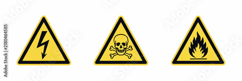 Warning Safety Hazard Triangle Vector Icons Set