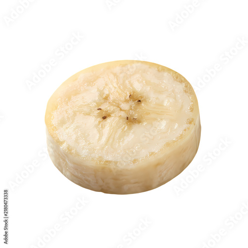 Fresh banana slice isolated on white background for healthy food and nutrition concepts