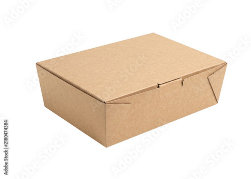 фотографія Closed brown cardboard takeout box for food delivery and packaging solutions