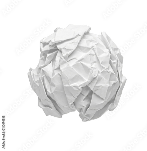 Fotografie A crumpled ball of white paper isolated on a clean white background