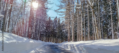 Foto A breathtaking panoramic view of a snow-covered mountain and ski resort under a