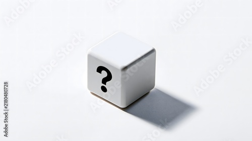 Minimalist white block graphic usable for problem solving and inquiry concept