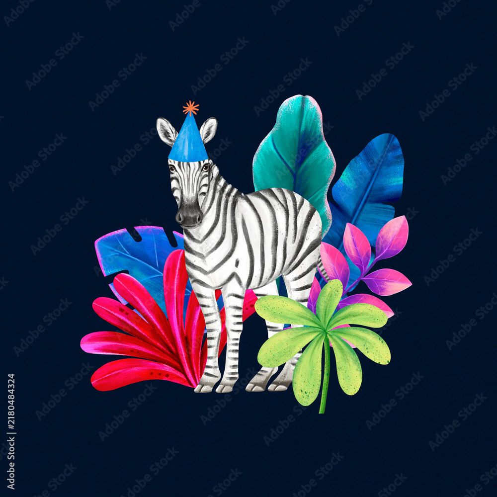 Fototapeta premium Zebra, black design, animal illustration