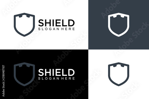 Minimalist modern shield security logo design template