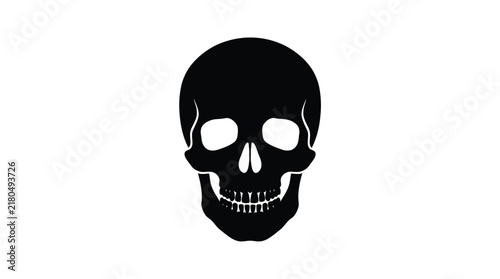 Bild auf Leinwand Halloween Black skull icon vector illustration, skeleton head silhouette symbol,
