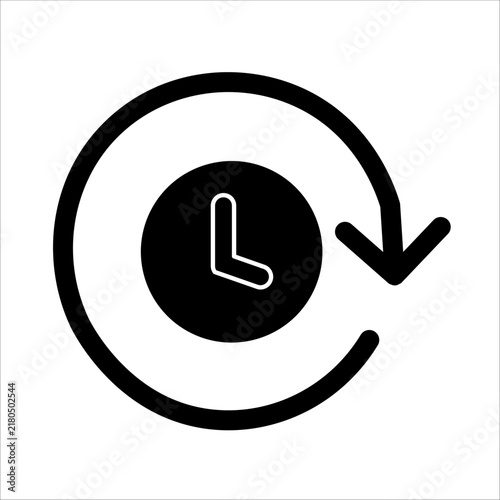 future events. Clock moving forward in time. Simple flat solid vector icon