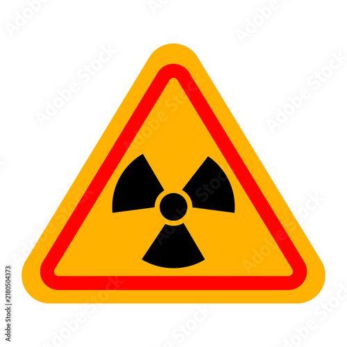 Bild auf Leinwand Radiation warning icon with yellow triangular double border, radioactive hazard