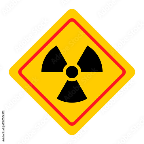 Konstfotografi Radiation warning symbol on yellow diamond sign, nuclear hazard and radioactive