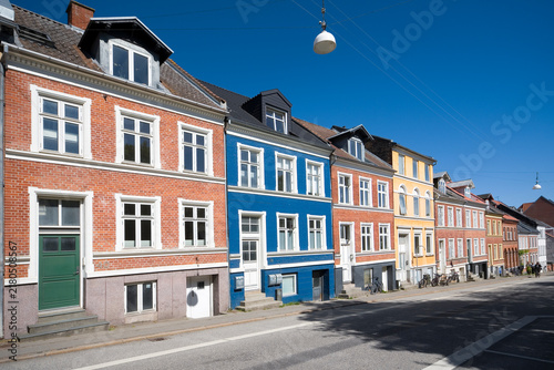 Canvas Print Colorful houses on Hjortensgade street in Aarhus, Denmark