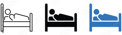 Fotografía Person sleeping in bed icon set