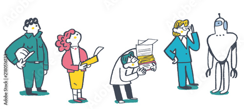Foto AIと作る未来 多様な職業の人々がAIと向き合う瞬間 関心