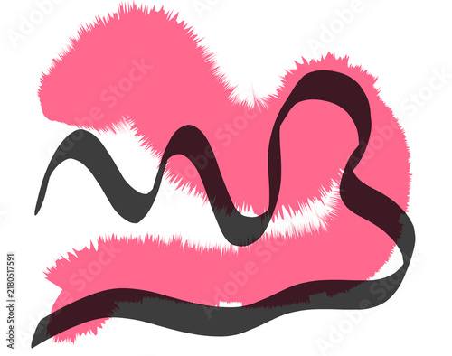 Abstract Pink Brush Strokes with Flowing Dark Lines