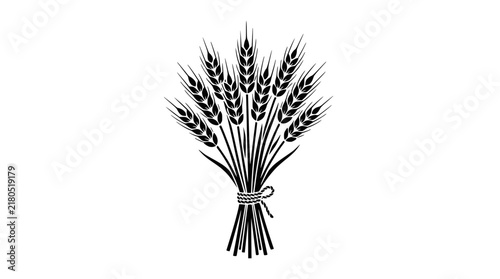 Foto Sheaf of Wheat Stalks Icon, Black and White Vector Illustration