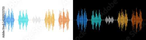 Cuadro en lienzo Colorful audio waveform equalizer with multicolored frequency bars pulsing in se