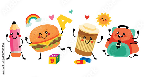 School Element and Food Characters