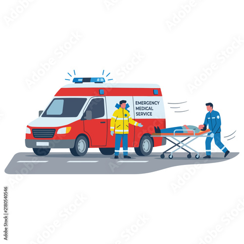 Emergency Paramedics Rushing Patient on Stretcher to Ambulance