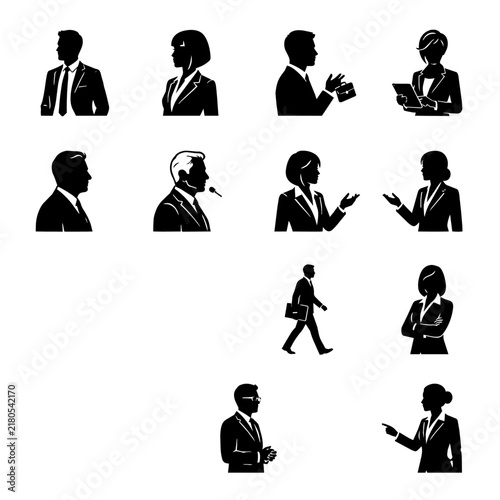 Business people silhouettes set for professional office communication