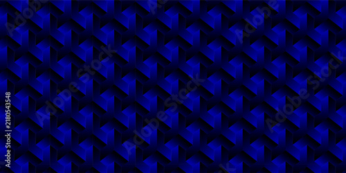 PrintAbstract Dark Blue 3D Geometric Cube Pattern Background with Optical Illusion