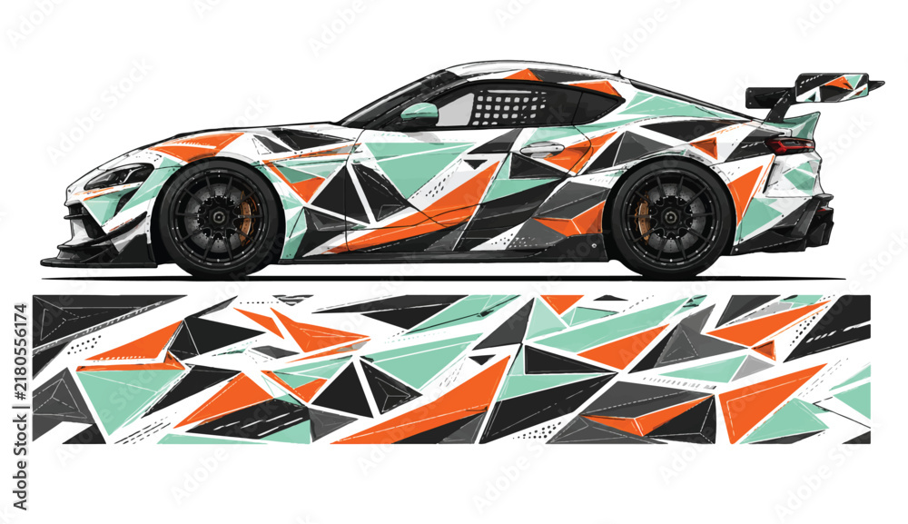 Fototapeta premium Racing Car with Geometric Design 2.